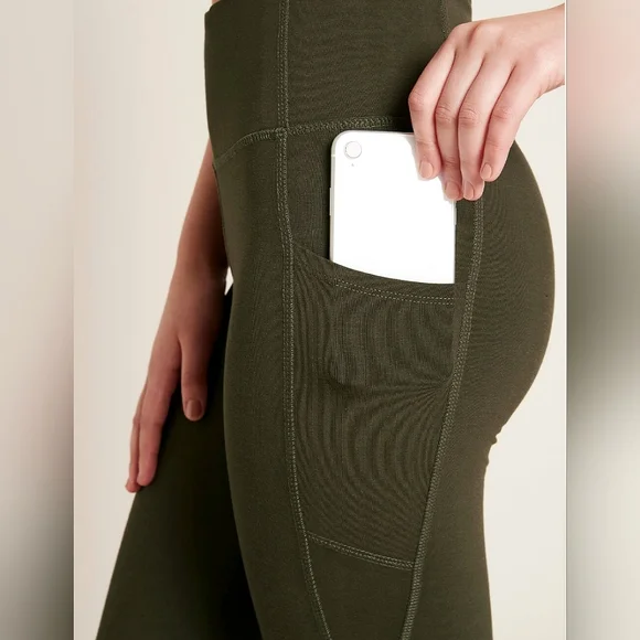 NWT BOODY EcoWear Motivate Full Length High Waist Tights - Dark Olive - Large - Picture 5 of 8